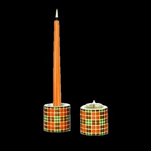 Autumn Tartan Candle Holder, Set of 2